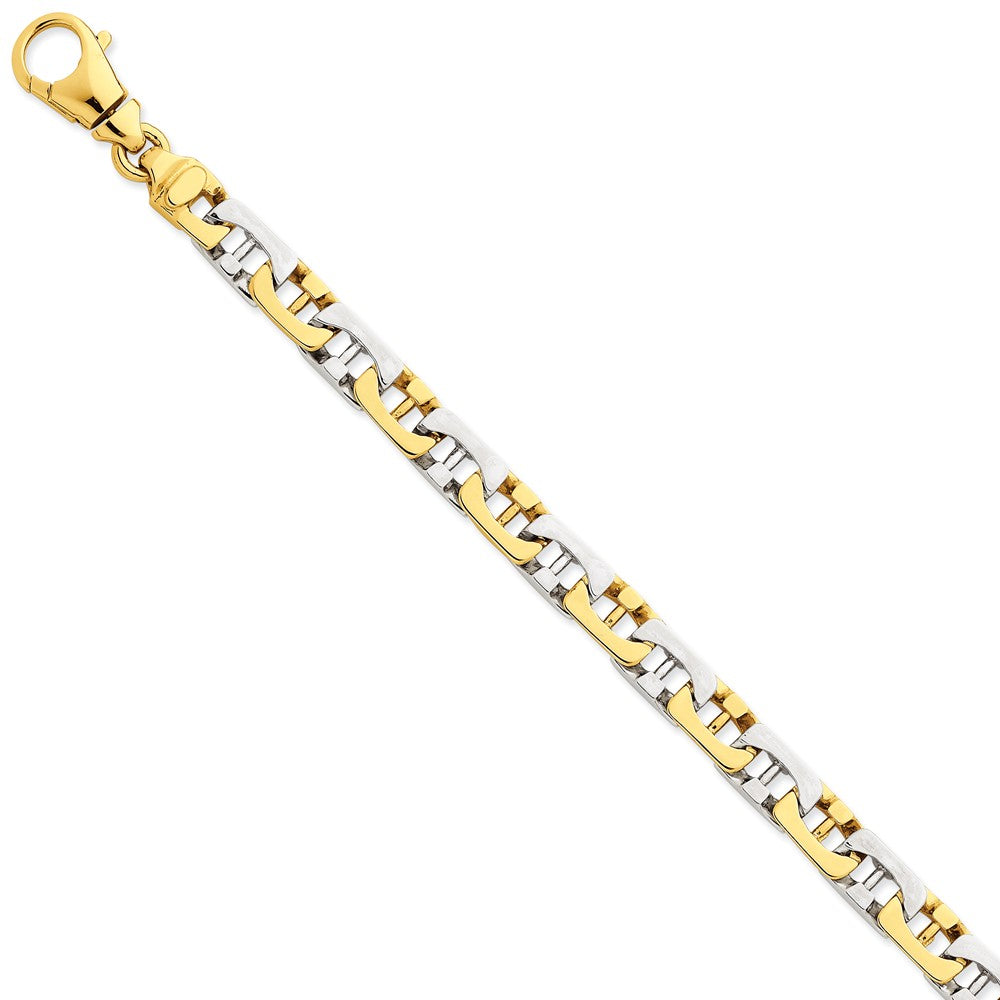 14K Two-tone 8.2mm Hand-polished Fancy Link Chain