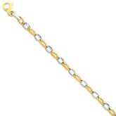 Sophia Jewelers 14K Two-Tone Gold Necklace with Polished Satin Fancy Link