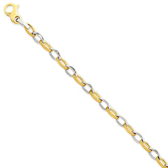 14K Two-tone 6.6mm Polished and Satin Fancy Link Chain