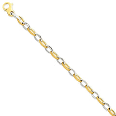 Sophia Jewelers 14K Two-Tone Gold Necklace with Polished Satin Fancy Link