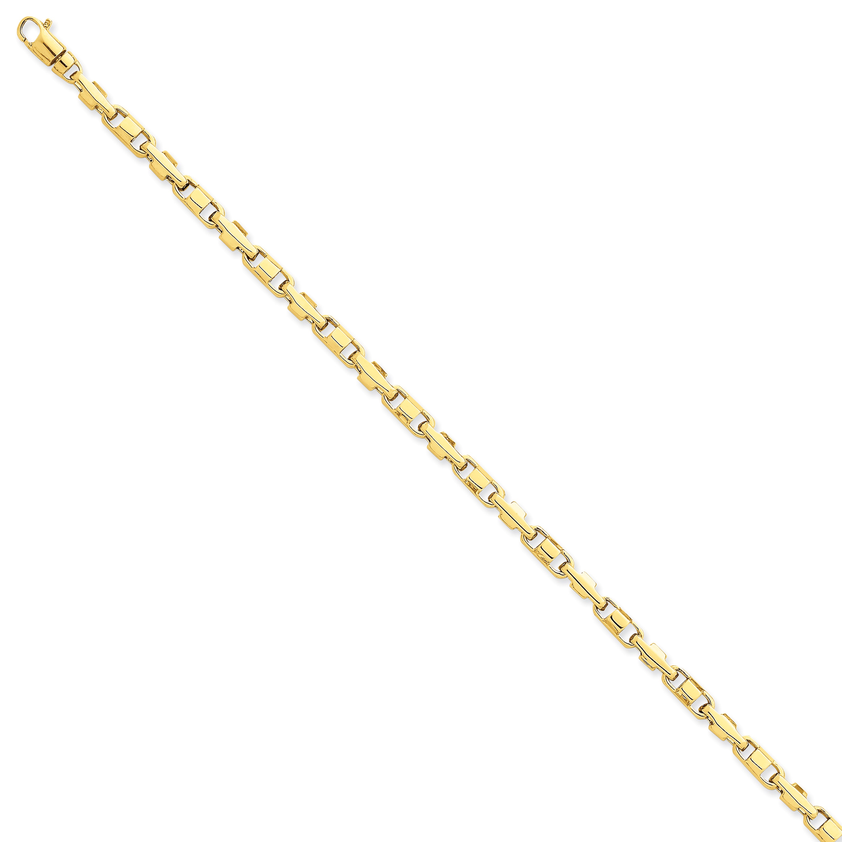 14K 4mm Hand-polished Fancy Link Bracelet