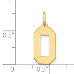 14K Gold Polished Number 0 Charm Medium, Laser Cut Elegance