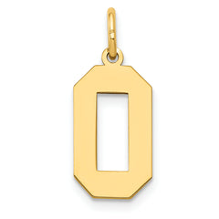 14k Medium Polished Number 0 Charm