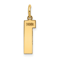 14K Gold Polished Number 1 Charm Medium, Laser Cut Elegance