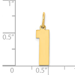 14K Gold Polished Number 1 Charm Medium, Laser Cut Elegance