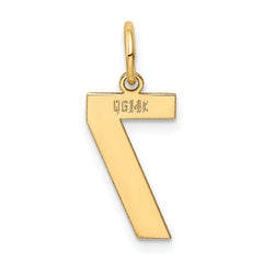 14K Gold Polished Number 7 Charm Laser Cut, Medium Size