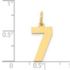 14K Gold Polished Number 7 Charm Laser Cut, Medium Size