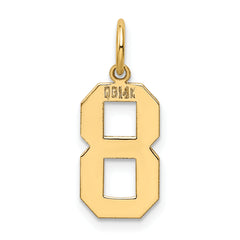 14K Gold Polished Number 8 Charm with Laser Cut Design