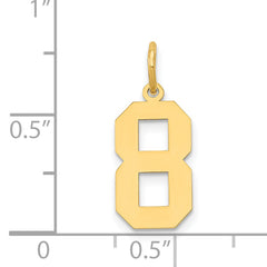 14K Gold Polished Number 8 Charm with Laser Cut Design