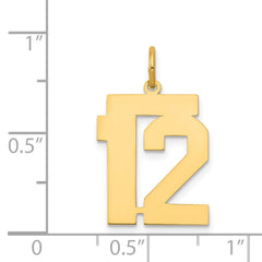 14K Gold Polished Number 12 Charm in Elegant Laser-Cut Design