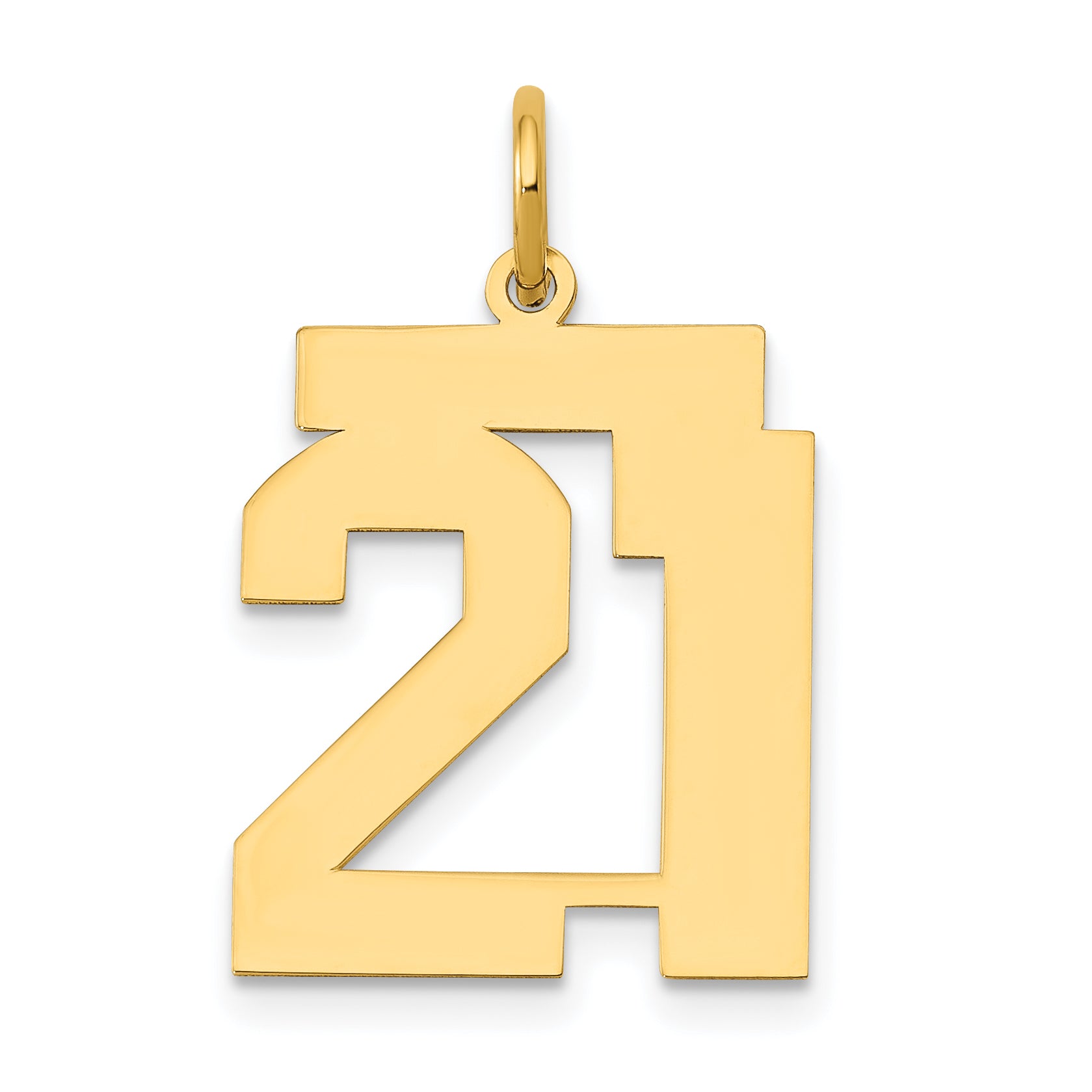 14k Medium Polished Number 21 Charm