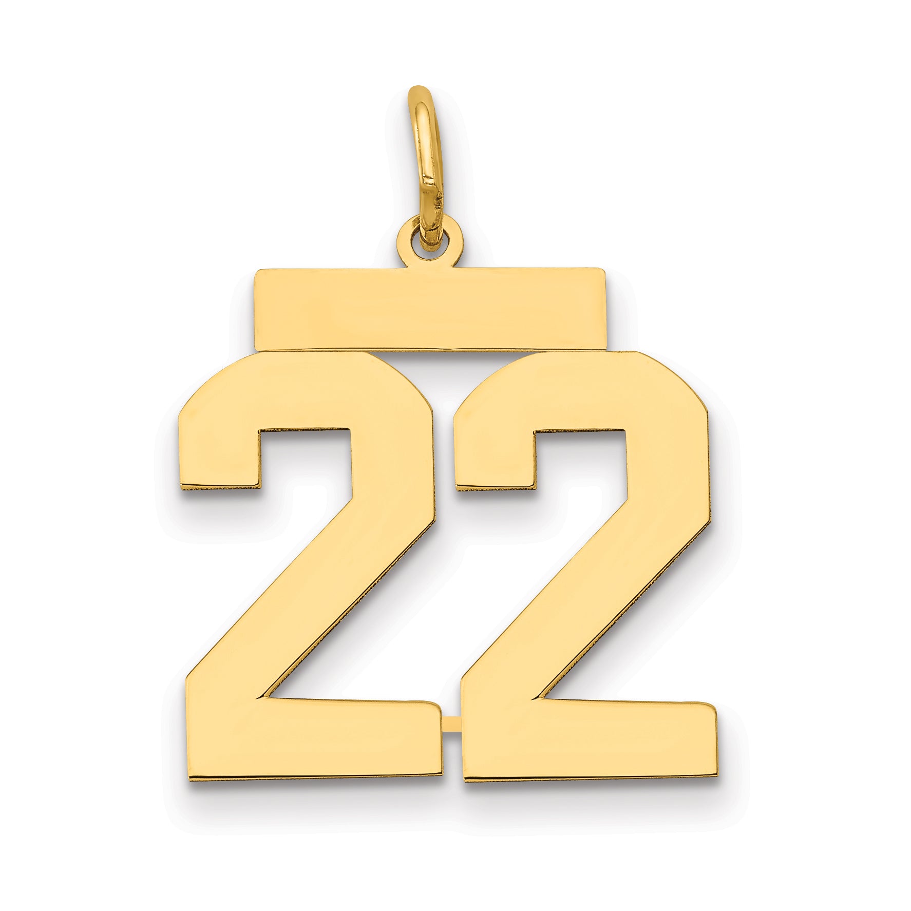 14k Medium Polished Number 22 Charm
