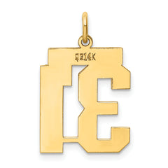 14K Gold Polished Number 31 Charm with Laser-Cut Design