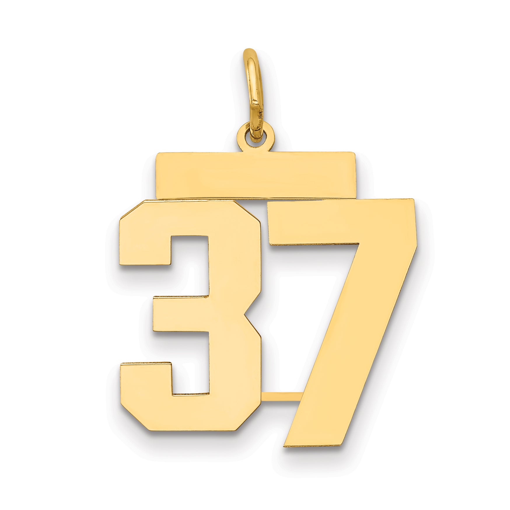 14k Medium Polished Number 37 Charm