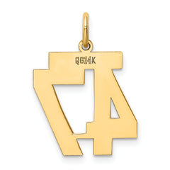 14K Gold Polished Number 47 Charm Laser Cut Medium Size