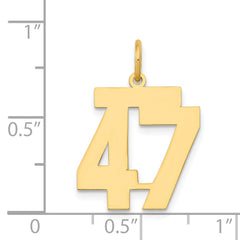 14K Gold Polished Number 47 Charm Laser Cut Medium Size