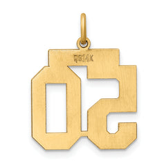 14K Gold Number 50 Charm with Polished Finish Laser Cut Medium