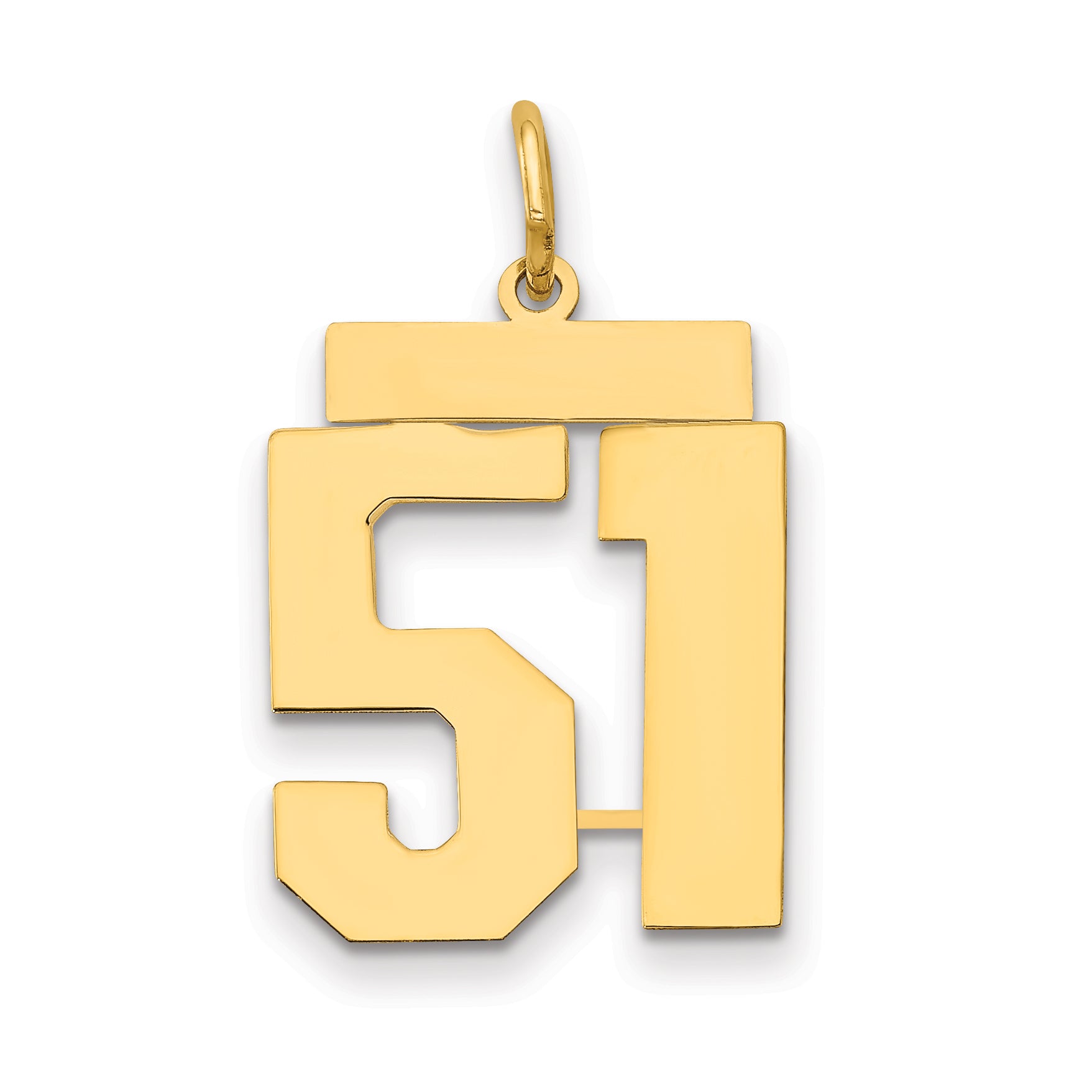14k Medium Polished Number 51 Charm