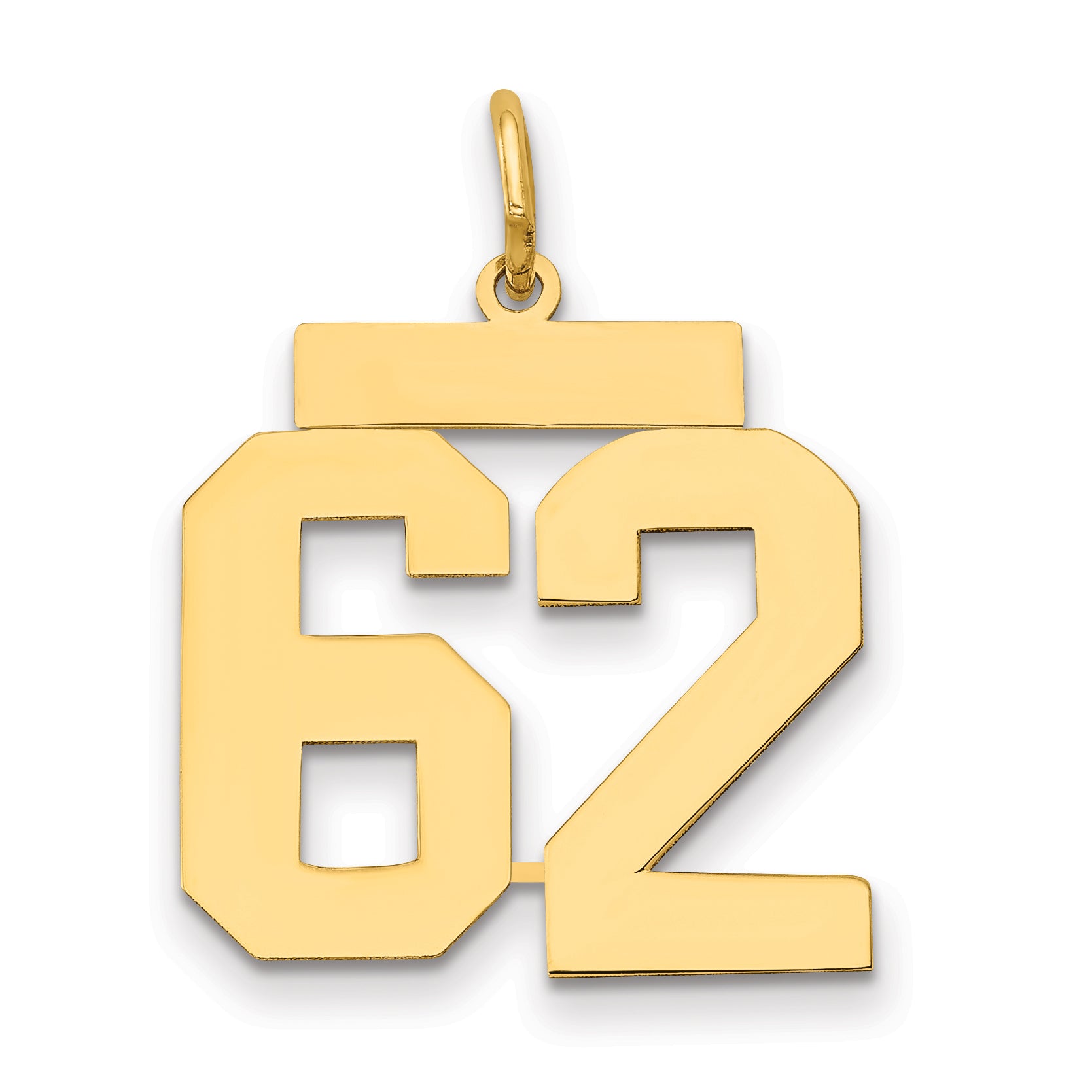 14k Medium Polished Number 62 Charm
