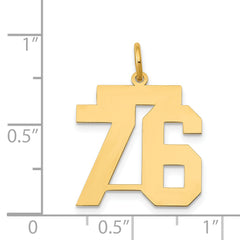 14K Gold Number 76 Charm with Polished Laser-Cut Finish