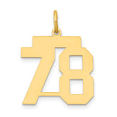 14k Medium Polished Number 78 Charm