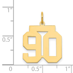 14K Gold Polished Number 90 Charm with Laser Cut Design