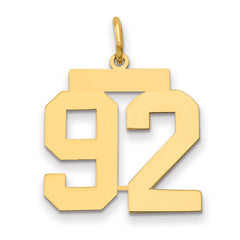 14k Medium Polished Number 92 Charm