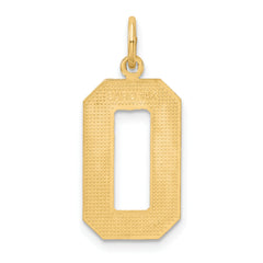 14K Gold Large Brushed Diamond-Cut Number 0 Charm