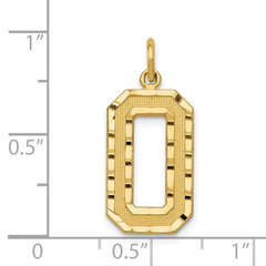 14K Gold Large Brushed Diamond-Cut Number 0 Charm