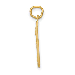 14K Gold Large Brushed Diamond-Cut Number 6 Charm Elegant, Themed Design