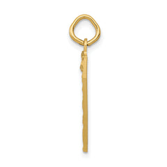 14K Gold Large Brushed Diamond-Cut Number 7 Charm