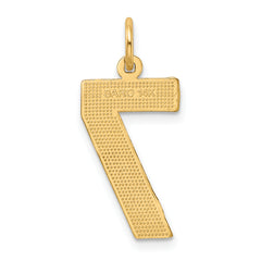 14K Gold Large Brushed Diamond-Cut Number 7 Charm
