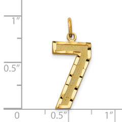 14K Gold Large Brushed Diamond-Cut Number 7 Charm