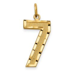 14k Large Brushed Diamond-cut Number 7 Charm