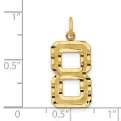 14K Gold Large Brushed Diamond-Cut Number 8 Charm