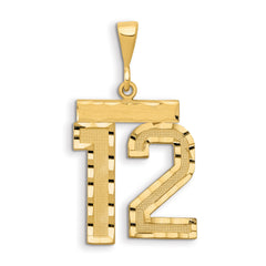 14k Large Brushed Diamond-cut Number 12 Charm
