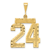 14k Large Brushed Diamond-cut Number 24 Charm