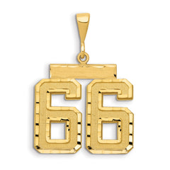 14k Large Brushed Diamond-cut Number 66 Charm