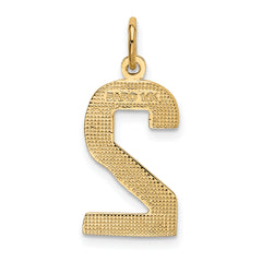 14K Gold Polished Number 2 Large Charm Elegant Cast Design for Pendants