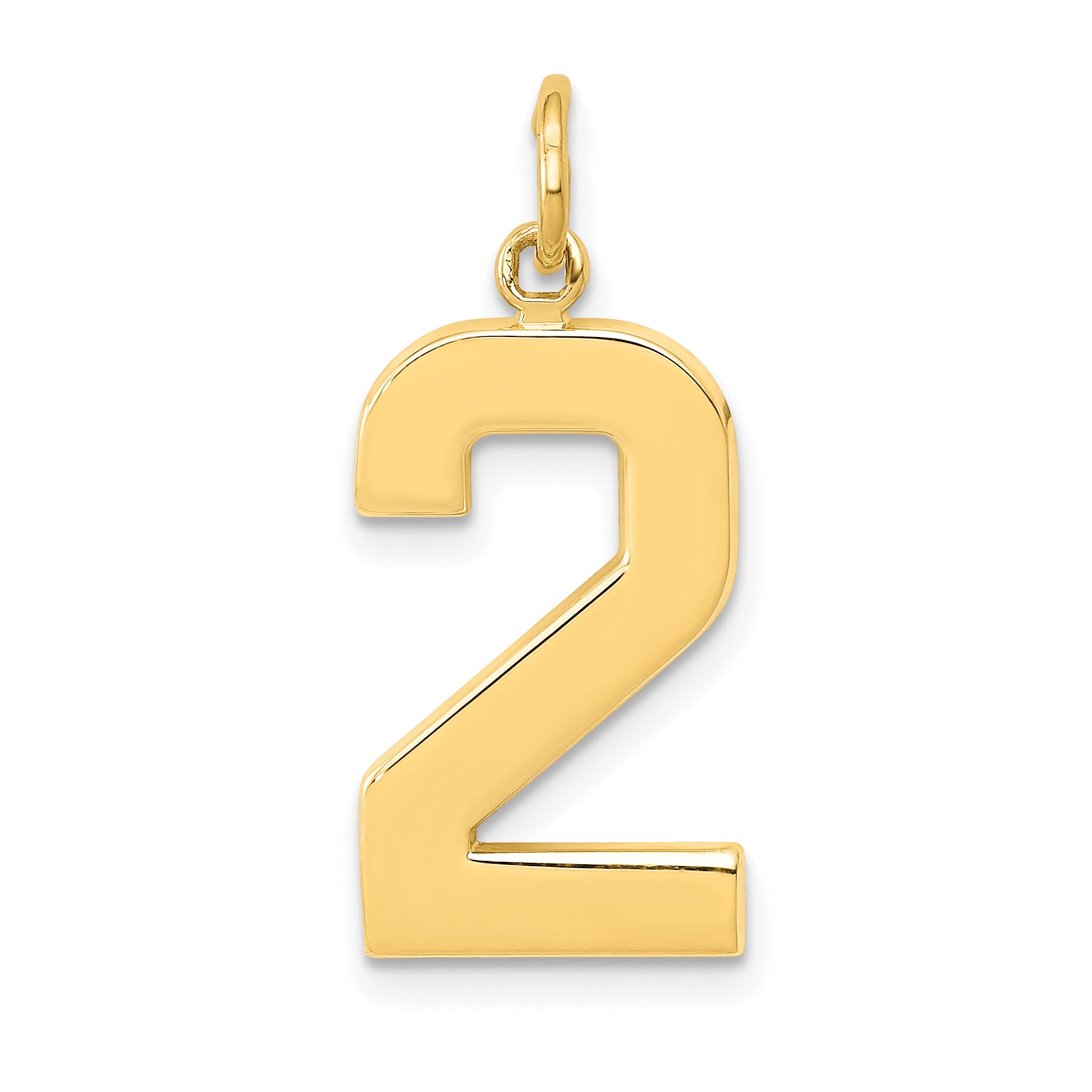 14k Large Polished Number 2 Charm