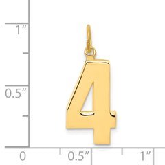 14K Gold Large Polished Number 4 Charm by Sophia Jewelers