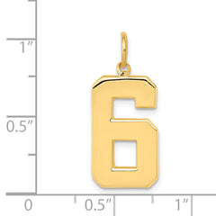 14K Gold Polished Number 6 Charm Large, Elegant and Casted