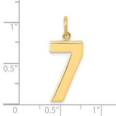 14K Gold Large Polished Number 7 Charm Elegant Cast Design
