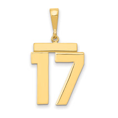 14k Large Polished Number 17 Charm