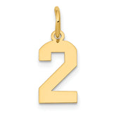 14k Small Polished Number 2 Charm