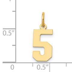 14K Gold Polished Number 5 Charm Small Elegant Laser-Cut Design