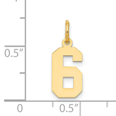 14K Gold Polished Number 6 Charm Elegant Small Pendant
