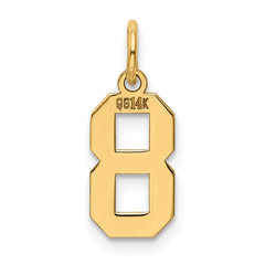 14K Gold Polished Number 8 Charm Small, Laser-Cut, Elegant Finish