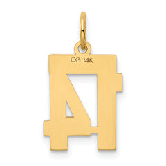 14K Gold Polished Number 14 Charm Laser-Cut Small Pendant