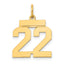 14k Small Polished Number 22 Charm